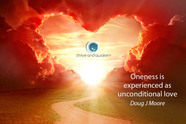 Cave opening in shape of a heart. Quote by Doug: Oneness is experienced as unconditional love